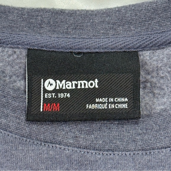 Marmot Mountain Peaks Graphic Crewneck Sweatshirt Gray Medium Mens Hiking Comfy - Picture 7 of 10